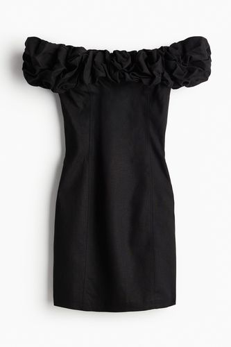 Schulterfreies Kleid mit Volants Schwarz, Party kleider in Größe L. Farbe: - H&M - Modalova