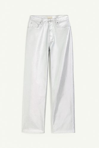 Coated Straight Regular Jeans Silberfarben in Größe 40. Farbe: - H&M - Modalova