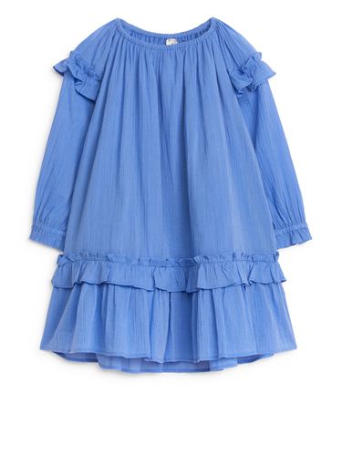 Kreppkleid mit Rüschen Blau, Kleider in Größe 122. Farbe: - Arket - Modalova