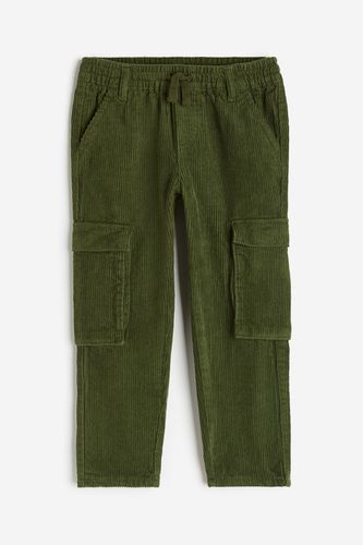 Gefütterte Cargo-Joggpants aus Cord Dunkles Khakigrün, Hosen in Größe 128. Farbe: - H&M - Modalova