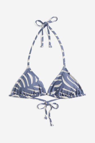 Wattiertes Triangel-Bikinitop Taubenblau/Gemustert, Bikini-Oberteil in Größe 38. Farbe: - H&M - Modalova