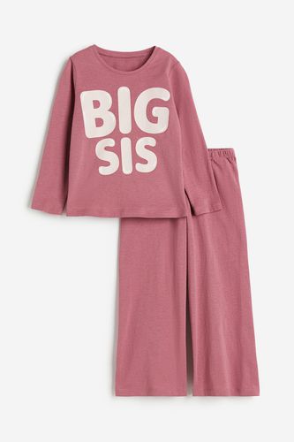 Geschwisterpyjama aus Baumwolle Dunkelrosa/Big Sis, Pyjamas in Größe 92. Farbe: - H&M - Modalova