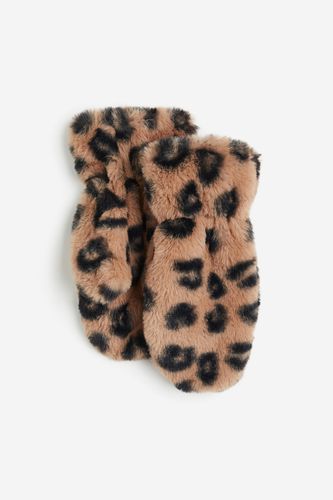 Flauschige Handschuhe Beige/Leopardenprint, Fäustlinge in Größe 98/104. Farbe: - H&M - Modalova