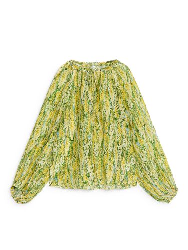 Lyocell-Bluse mit Puffärmeln Gelb/Grün, Blusen in Größe 40. Farbe: - Arket - Modalova