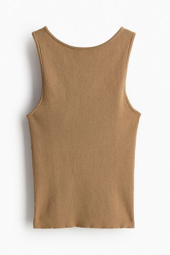 Geripptes Tanktop mit gekreuzten Trägern Dunkelbeige, Westen in Größe S. Farbe: - H&M - Modalova