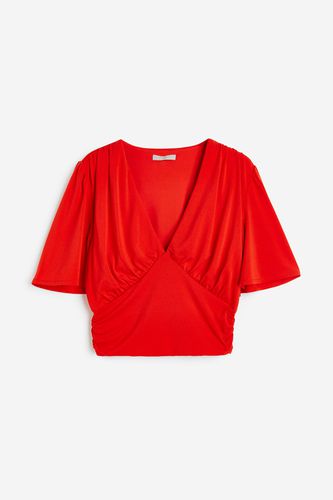 Gerafftes Crop Shirt Rot, Tops in Größe XXL. Farbe: - H&M - Modalova