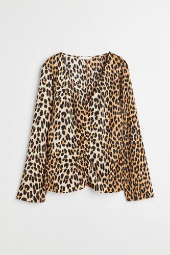 Bluse mit Raffung Beige/Leopardenmuster, Blusen in Größe XS. Farbe: - H&M - Modalova