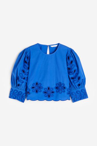Bestickte Bluse mit Puffärmeln Knallblau, Blusen in Größe XL. Farbe: - H&M - Modalova