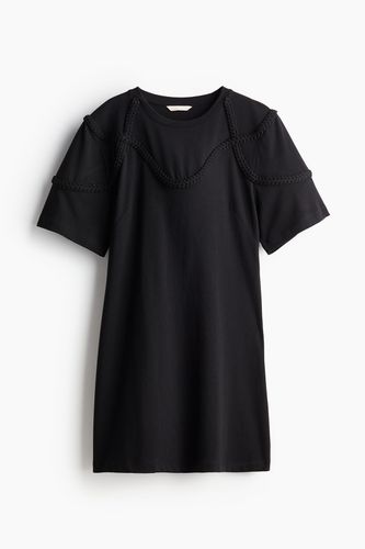T-Shirt-Kleid mit geflochtenen Besätzen Schwarz, Alltagskleider in Größe XS. Farbe: - H&M - Modalova