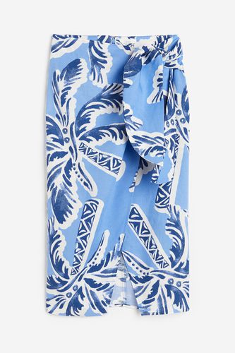 Wickelrock aus Leinenmix Hellblau/Palmen, Röcke in Größe 34. Farbe: - H&M - Modalova