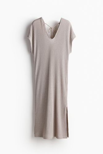 Geripptes Kleid mit V-Ausschnitt Helles Greige, Alltagskleider in Größe XS. Farbe: - H&M - Modalova