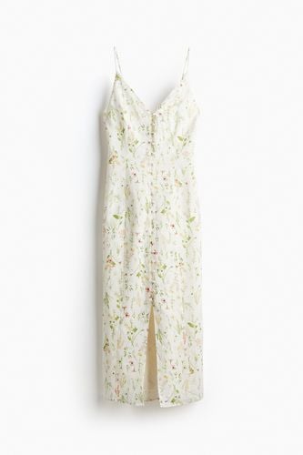Kleid aus Leinenmix Weiß/Geblümt, Alltagskleider in Größe 46. Farbe: - H&M - Modalova