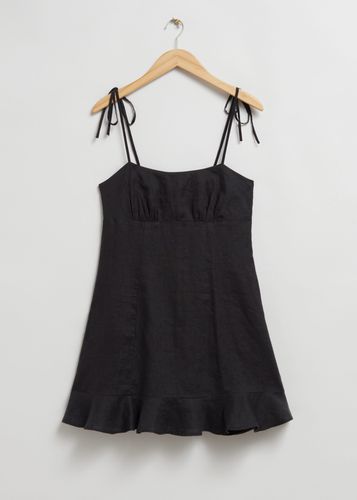 Mini-Leinenkleid mit schmalen Trägern Schwarz, Alltagskleider in Größe 38. Farbe: - & Other Stories - Modalova