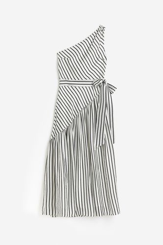 One-Shoulder-Kleid aus Lyocellmix Weiß/Schwarz gestreift, Alltagskleider in Größe 36. Farbe: - H&M - Modalova