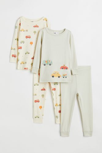 Er-Pack Baumwollschlafanzüge mit Print Hellgrün/Autos, Pyjamas in Größe 56. Farbe: - H&M - Modalova