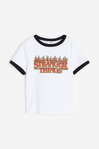 T-Shirt mit Print Weiß/Stranger Things, T-Shirts & Tops in Größe 122/128. Farbe: - H&M - Modalova