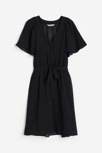 Chiffonkleid mit V-Ausschnitt Schwarz, Alltagskleider in Größe S. Farbe: - H&M - Modalova