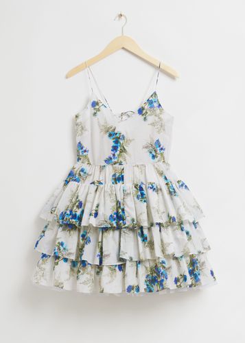 Mehrlagiges Kleid aus Seidenmischung mit Trägern Weiß/Blumendruck, Party kleider in Größe 38. Farbe: - & Other Stories - Modalova