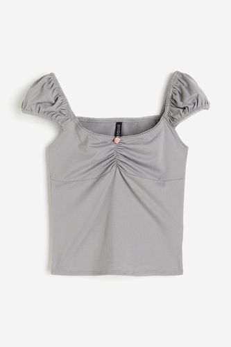 Shirt mit Picot-Besätzen und Puffärmeln Grau, T-Shirt in Größe XL. Farbe: - H&M - Modalova