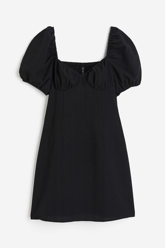 Crêpe-Kleid mit Puffärmeln Schwarz, Alltagskleider in Größe XXS. Farbe: - H&M - Modalova