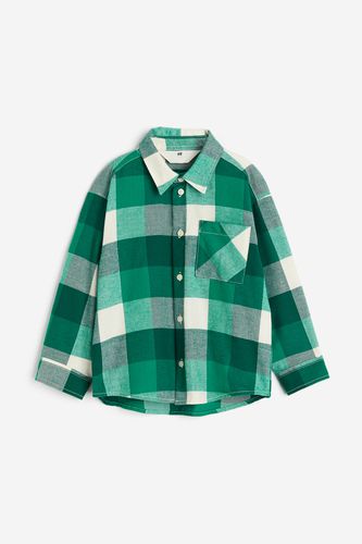 Hemd aus Baumwollflanell Grün/Kariert, Hemden & Blusen in Größe 92. Farbe: - H&M - Modalova