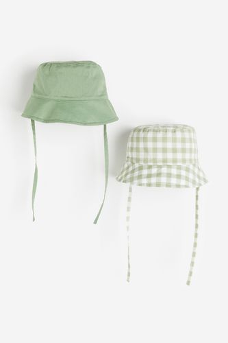 Er-Pack Sonnenhüte aus Baumwolle Hellgrün/Kariert, Hut in Größe 86/92. Farbe: - H&M - Modalova