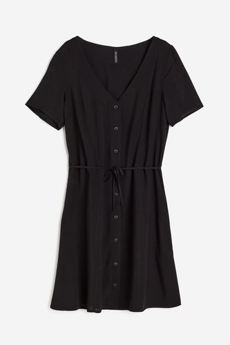 Durchgeknöpftes Kleid mit Bindedetail Schwarz, Alltagskleider in Größe XXS. Farbe: - H&M - Modalova