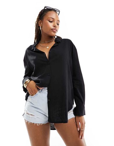 Cotton On - Camicia oversize comoda nera in misto lino - Cotton:On - Modalova