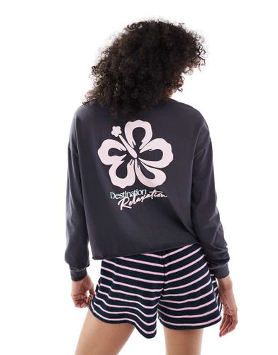 Top manches longues court de pyjama léger à imprimé Departure Lounge - Aura - Cotton On - Modalova