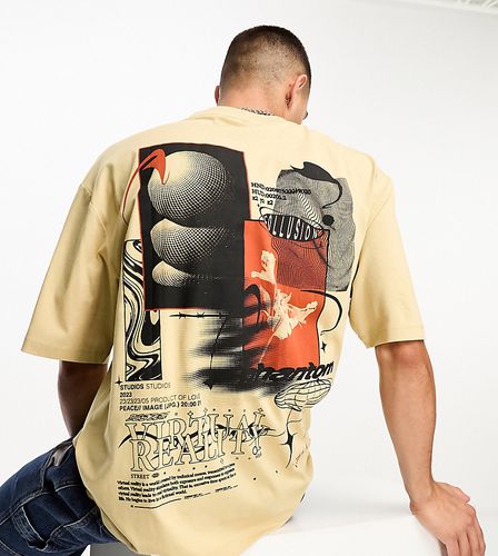 T-shirt color pietra con grafica stampata - Collusion - Modalova