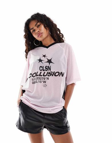 T-shirt oversize con scollo a V stile calcio - Collusion - Modalova