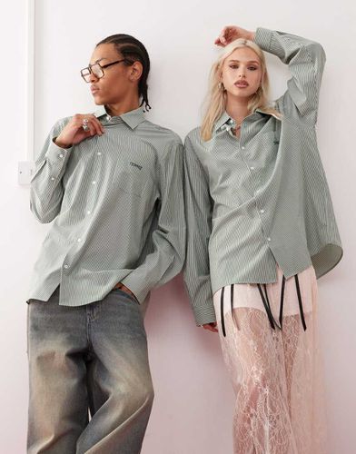 Unisex - Camicia oversize color menta a righe - Collusion - Modalova