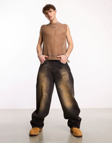 X015 - Jeans baggy a vita bassa lavaggio a olio - Collusion - Modalova