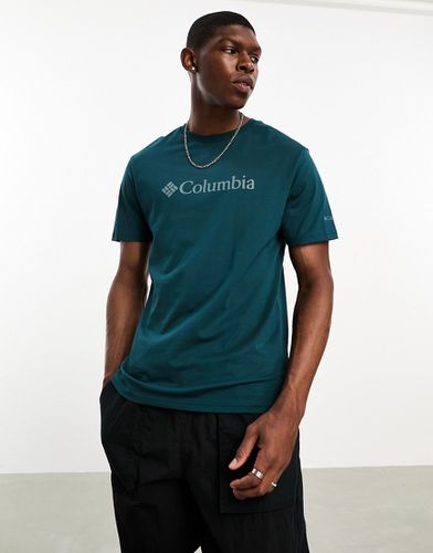 CSC - T-shirt color verde-azzurro scuro con logo grande - Columbia - Modalova