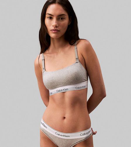 Maternity - Modern Cotton - Brassière per l'allattamento grigia con scollo rotondo e fettuccia con logo - Calvin Klein - Modalova