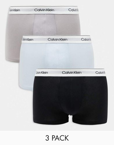 Modern Cotton - Confezione da 3 boxer aderenti neri/bianchi/neutri - Calvin Klein - Modalova