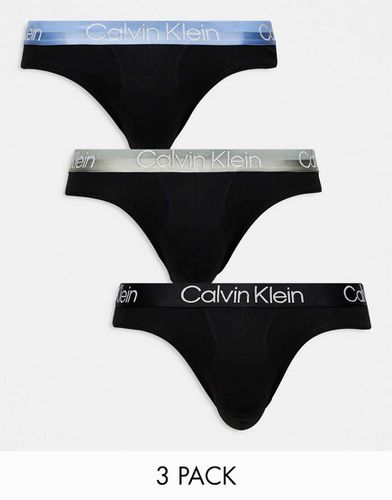 Modern Structure - Confezione da 3 slip neri con elastico colorato - Calvin Klein - Modalova