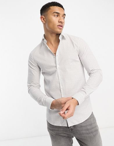 Camicia slim bianca con stampa piccola geometrica - Calvin Klein - Modalova