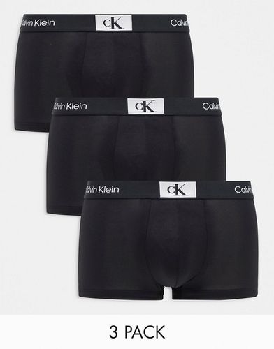 CK 96 - Confezione da 3 boxer aderenti a vita bassa neri in cotone - Calvin Klein - Modalova