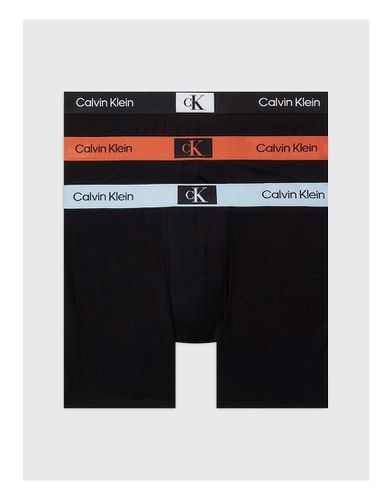CK 96 Cotton Stretch - Confezione da 3 boxer neri con elastico colorato - Calvin Klein - Modalova