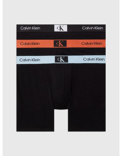 CK 96 Cotton Stretch - Confezione da 3 boxer neri con elastico colorato - Calvin Klein - Modalova