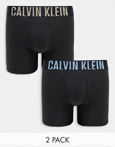 Confezione da 2 paia di boxer neri con fascia in vita con logo a contrasto - Calvin Klein - Modalova
