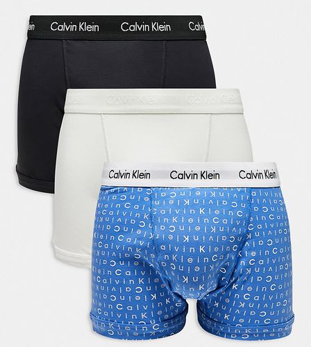 Confezione da 3 boxer aderenti blu, blu navy e grigi - Calvin Klein - Modalova
