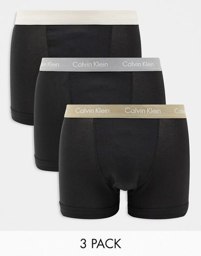 Confezione da 3 paia di boxer aderenti neri con fascia in vita a contrasto - Esclusiva ASOS - Calvin Klein - Modalova