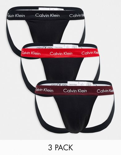 Confezione da 3 sospensori neri con fascia in vita colorata - Calvin Klein - Modalova
