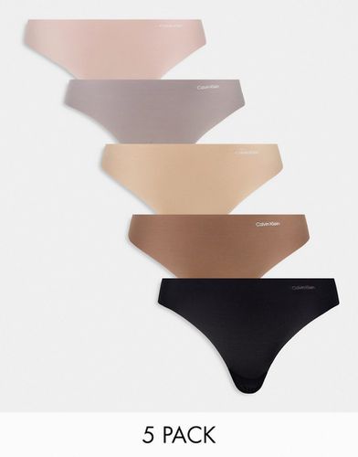 Confezione da 5 perizomi invisibili in tonalità neutre - Calvin Klein - Modalova