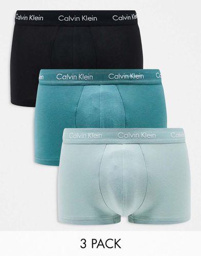 Cotton Stretch - Confezione da 3 boxer aderenti verdi a vita bassa - Calvin Klein - Modalova