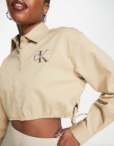 Camicia corta arricciata beige con laccetti - Calvin Klein Jeans - Modalova