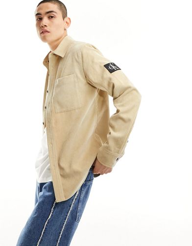 Camicia regular fit a coste beige - Calvin Klein Jeans - Modalova