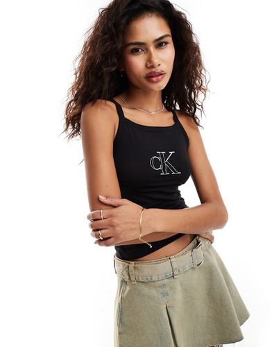 Canotta nera con logo delineato - Calvin Klein Jeans - Modalova